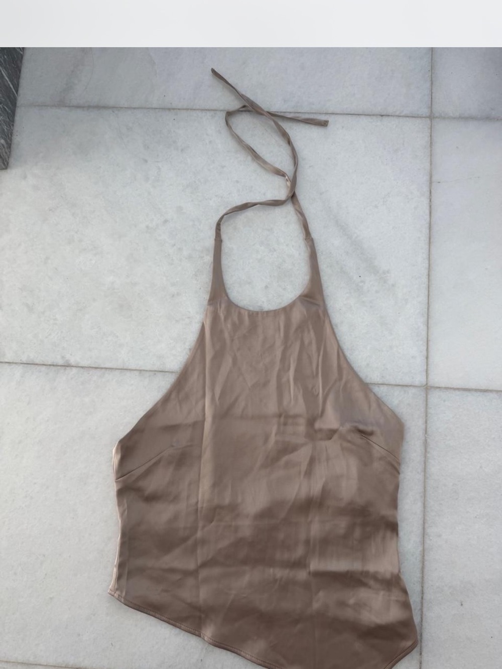 Women's Satin Halter Neck Tank Top - Champagne/Tan